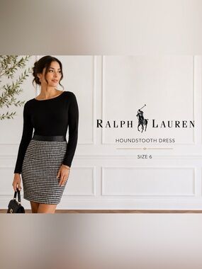 Ralph Lauren Houndstooth Skirt Long Sleeve Dress